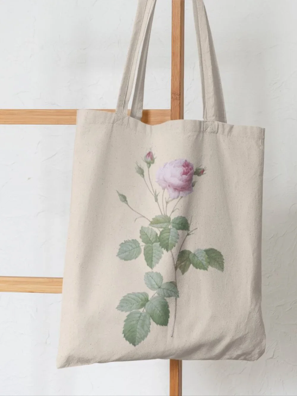 Cabbage Rose Vintage Floral Print Graphic Canvas Tote Bag